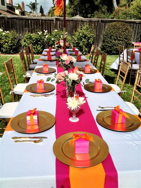 orange and pink party decorations